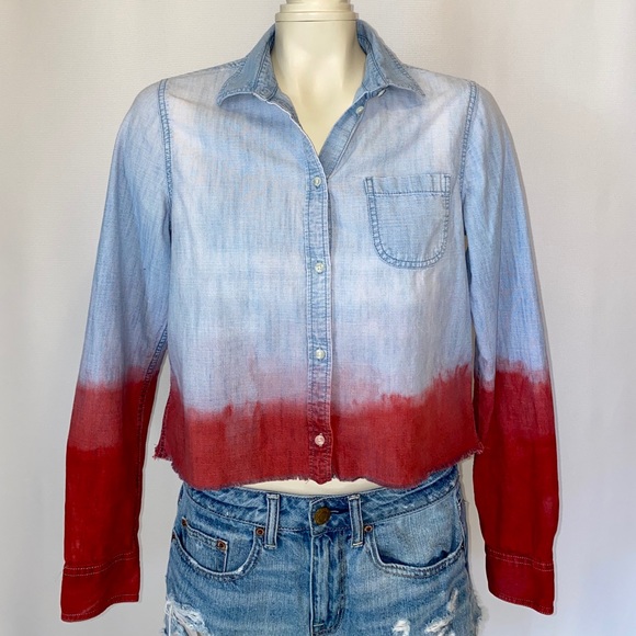 *CUSTOM DYED DENIM CROPPED SHIRT - Picture 2 of 6